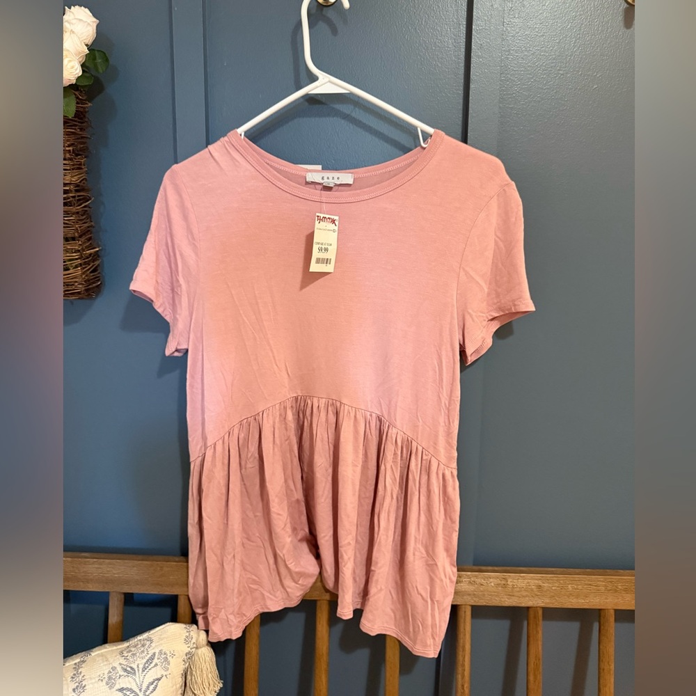 Pink Short Sleeve Peplum Top